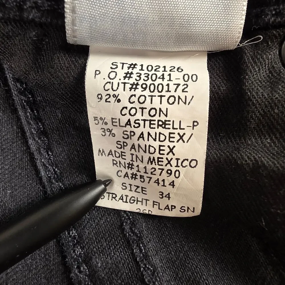 True Religion Mens Ricky Jean 34x33 Straight Flap SN Black